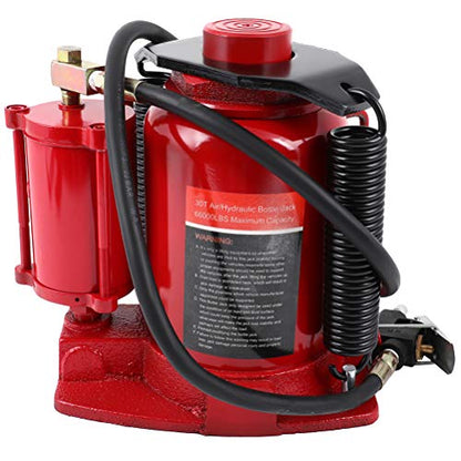 OCPTY 30 ton (66,000 lbs) Air Hydraulic Bottle Jack, Lifting Automotive | Welded for Repair Vehicle, Pickup, Truck, SUV, Industrial Engineering w/Manual Handle, Red