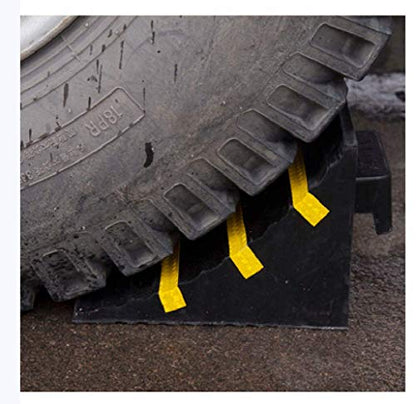 2 Pack Heavy Duty Large Solid Rubber Wheel Chocks for Travel Trailer Hauler Truck Fire Truck Commercial Vehicle RV with Reflective Tapes 13.4" x 6" x 7.3" Black and Yellow