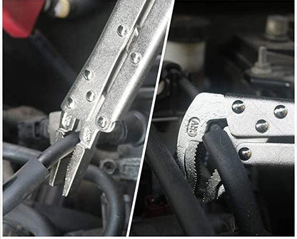 12Inch Extended Long Locking Vise Grip Pliers Set, Straight Head / 80 Degrees Head Needle Nose Pliers Set, Fast Release Design, CRV Steel