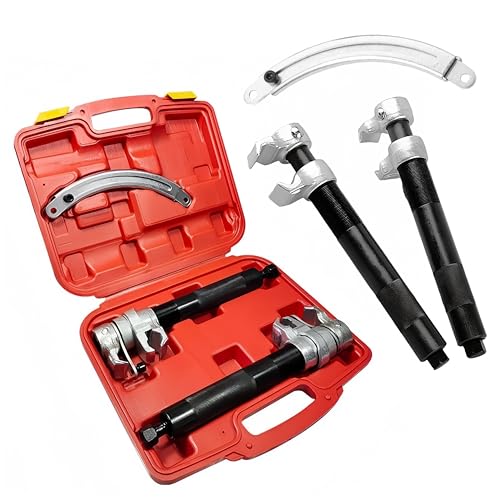 2PCS Spring Compressor Tool, Automotive Coil Spring Compressor Tool, Heavy Duty Macpherson Strut Spring Compression Set with Safety Bracket, Max 2200LBS, for Car Truck ATV UTV