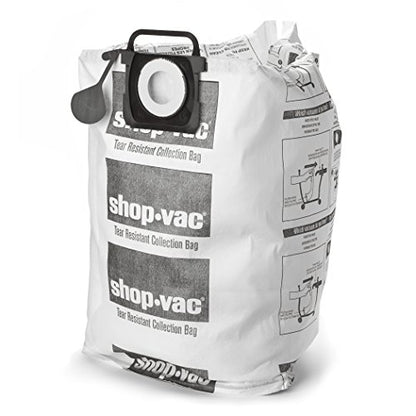 Shop-Vac 9021433 Tear-Resistant Dry Collection Vacuum Bags, Fits 12-20 Gallon Tanks, Efficient Debris and Dust Collection, (2-Pack)