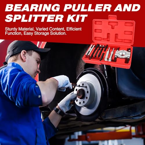 9PCS Heavy Duty Bearing Separator Puller Kit, Portable Wheel Bearing Removal Tool Set with ABS Storage Case