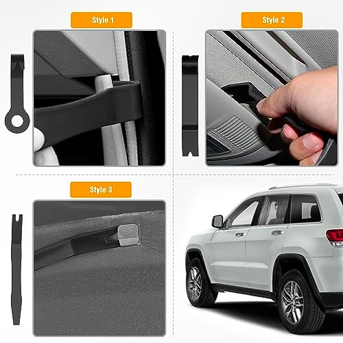 GOOACC 8PCS Auto Trim Scratch Removal Tool | Car Audio Dash Panel Window Molding Fastener Remover Tool Kit-Black - color: Black, size: 8PCS Trim Removal