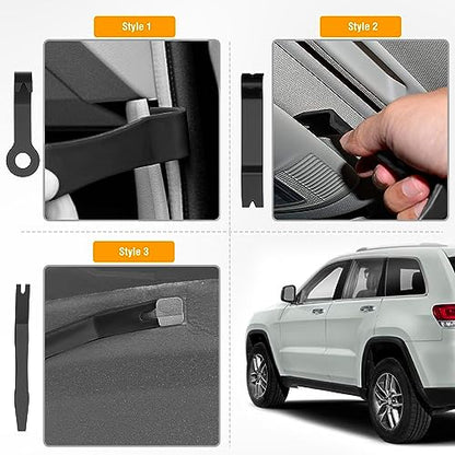 GOOACC 8PCS Auto Trim Scratch Removal Tool | Car Audio Dash Panel Window Molding Fastener Remover Tool Kit-Black - color: Black, size: 8PCS Trim Removal