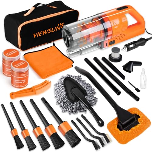 Car Cleaning Kit, Orange 17pcs Car Interior Detailing Kit with High Power Handheld Vacuum, Detailing Brush Set, Windshield Cleaner, Cleaning Gel, Complete Auto Accessories for Women Men Teens - color: Orange, size: 17PCS