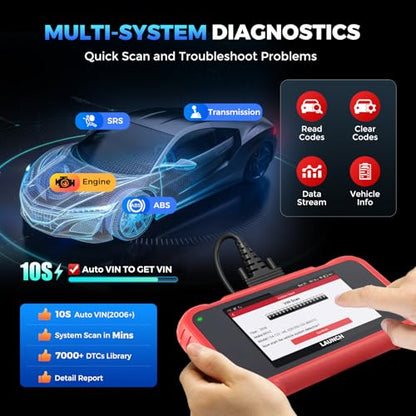 LAUNCH CRP129E V2.0 Elite OBD2 Scanner Diagnostic Tool, 12 Reset Scan Tool, FCA AutoAuth, ABS SRS Transmission Engine Code Reader, Oil/Brake/SAS/DPF/TPMS/BMS Reset, Lifetime Free Update, Auto VIN