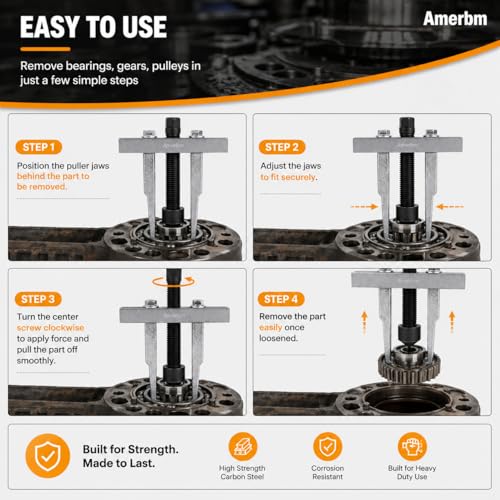 2 Jaw Bearing Puller 30mm-90mm Adjustable Gear Puller Tool - Heavy Duty Slim Leg Remover for Timing Chain, LS Crankshaft & Narrow Spaces - Compatible with 2000 GMC & Small Automotive Gears