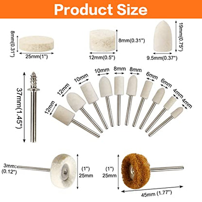 134PCS Buffing Wheels Polishing Kit for Dremel, Polishing Wheel Polishing Bits for Rotary Tool Accessories with 1/8" Shank, Abrasive Wheel Buffing Wool Felt Sanding Kit for Jewelry Wood Metal Watch - style: 134PCS Buffing Wheels