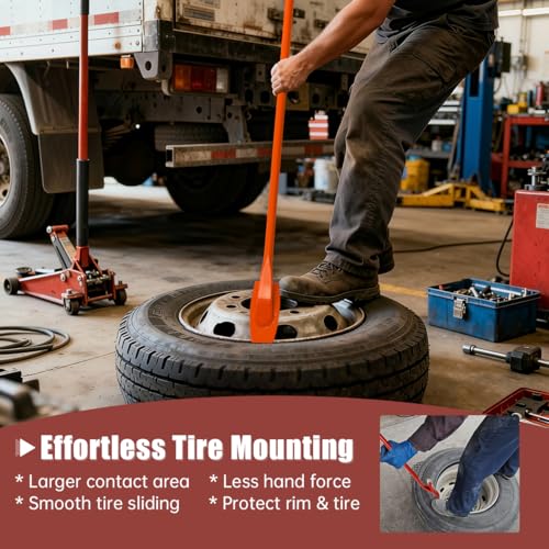 Tire Mount and Demount Iron 41" Tire Spoon Bar with Upgraded Mount End, Heavy-Duty Tire Changing Tool for Efficient Removal & Installation