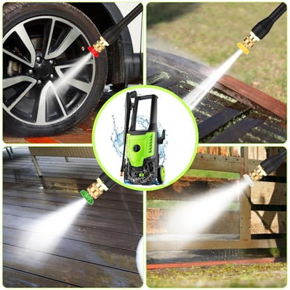 Electric Pressure Washer 5000 PSI 4.0GPM Portable Power Washer with 4 QC Nozzles, 500ML Foam Cannon for Cars/Fences/Driveways/Home/Patios Cleaning, Green - color: Green