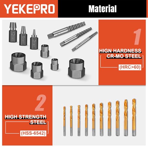 40-Piece Metric Bolt & Screw Extractor Set with Left Hand Cobalt Drill Bit Set, Easy Out Broken Stripped Screw Removal Tool for Damaged, Frozen, Studs, Rusted, Rounded-Off Bolts, Nuts & Screws - size: 40PCS