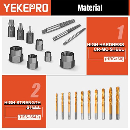 40-Piece Metric Bolt & Screw Extractor Set with Left Hand Cobalt Drill Bit Set, Easy Out Broken Stripped Screw Removal Tool for Damaged, Frozen, Studs, Rusted, Rounded-Off Bolts, Nuts & Screws - size: 40PCS