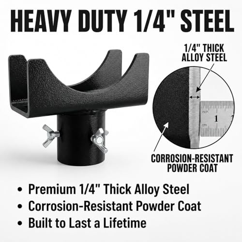 2-in-1 Bottle Jack Adapter with Triple-Lock for 3"/4" Round & 2" Square Axle Tubes - Universal Wobble-Free Fit for 2T-12T Bottle Jacks, Heavy Duty 1/4" Steel Saddle for RV, Truck, Trailer - color: Black