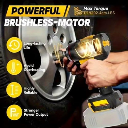 Brushless Impact Wrench for DeWalt Battery 20V, 1500Nm (1106 Ft-Lbs) 1/2" Cordless, 3-Speed High Torque Power Tool for Tire Removal, Rusted Bolts & Heavy Equipment (No Battery)