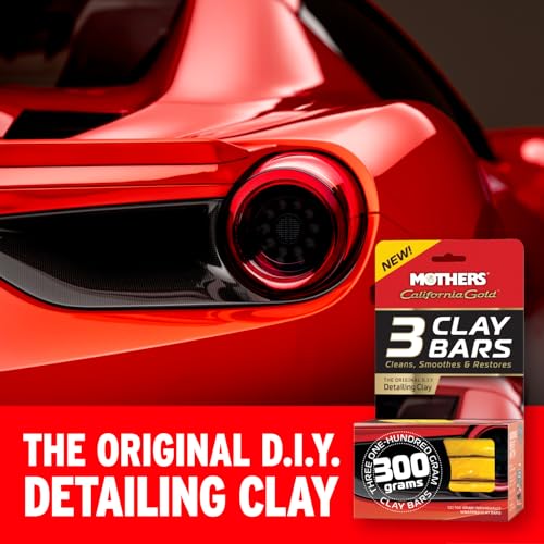 Mothers California Gold 3 Clay Bars, 3 100-gram (07242) | Removes Overspray, Brake Dust, Bugs, Restores Smooth, Brilliant Finish to Paint, Chrome, Glass & Plastic, Safe & Easy to Use