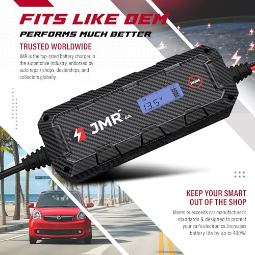 JMR 12V Battery Charger for Smart, 12V Cig. Port, No Lithium Mode | Trickle Charger Conditioner Maintainer For Crossblade Fortwo City-Coupé Forfour Roadster All Models - size: No Lithium Mode