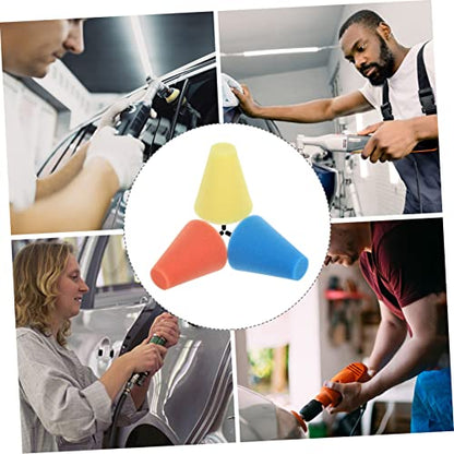 4sets Auto Wheel Polishing Sponge Pads Cone Shaped Buffing Tools for Car Waxing Polishing Sealing for Hard to Reach Areas Durable Multi Color Wheels Care Kit 3pcs*4