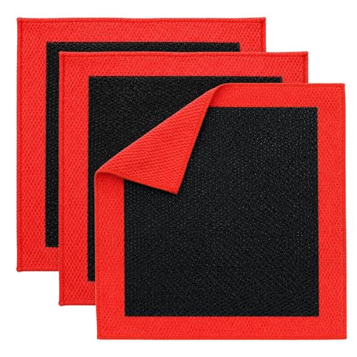 Okllen 3 Pcs Clay Bar Towel, 12" Premium Fine Grade Clay Towel for Car Detailing - Removes Paint Overspray, Water Spots, Tree Sap, Rail Dust, Red
