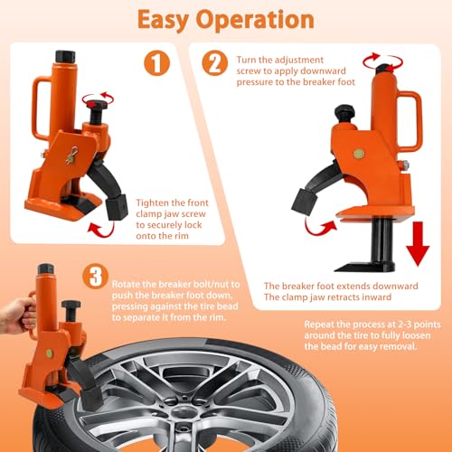Manual Tire Bead Breaker, Suitable for 38"-42" Tire Changer with Rubber Pad and Gloves, Rim-Safe Alloy Hub Protection, Easy Bead Removal for ATV UTV Tractor Truck Car RV Bus Golf Cart