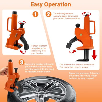 Manual Tire Bead Breaker, Suitable for 38"-42" Tire Changer with Rubber Pad and Gloves, Rim-Safe Alloy Hub Protection, Easy Bead Removal for ATV UTV Tractor Truck Car RV Bus Golf Cart