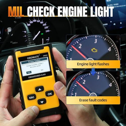 Check Engine Code Reader, OBDMATE OM201 OBD2 Diagnostic Tool | Clearing Faulty Codes with Wireless Printing | Graphic Live Data | EVAP Test