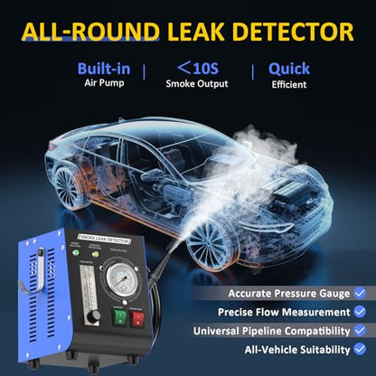 Automotive Smoke Machine, Professional Leak Detector Built-in Air Pump Flow Meter 19PSI Leak Diagnostic Tester Tool Unit Kit 12V EVAP Dual Mode for All Vehicles Pipe Systems, ATV, Boat, Motorcycle - style: Flow Meter