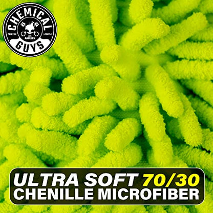 Chemical Guys, Chenille Scratch-Free Microfiber Wash Mitt, Lime Green, 3 Pk | Soft chenille microfiber mitts hold thick suds and trap grit for safe, scratch-free contact washing, three pack - size: 3 Pack