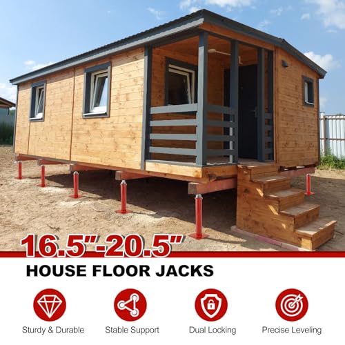 Screw Jacks Home Leveling, 16.5-20.5" House Floor Jacks 6600lbs | Adjustable Floor Joist Jacks for Crawl Space 2 Pack, Red - size: 2X