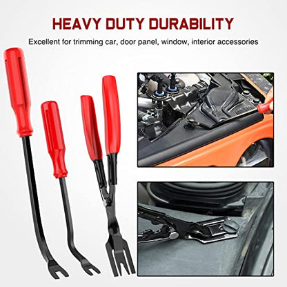 Nilight 238Pcs Trim Removal Tool, Auto Push Pin Bumper Retainer Clip Set Fastener Terminal Remover Tool Adhesive Cable Clips Kit Car Panel Radio Removal Auto Clip Pliers - color: 238 Clips+ Remover Tools Red