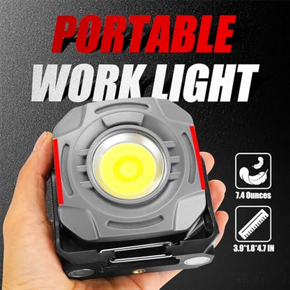SUNPRO Magnetic Work Light Rechargeable, Portable FloodLight with Hook, Stepless Dimmable for Camping Car Repairing Emergency Job Site Lighting(1, Grey)