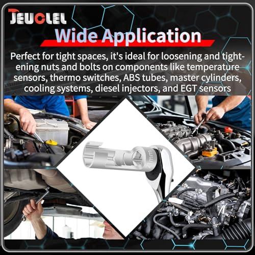 9PCS 10-22mm 3/8" 1/2" Diesel Injector Fuel Line Socket Wrench Set | Flare Nut Socket, Fastener Bent Pipes, Wired Temperature Sensors, EGT Sensor, Thermo Switches, ABS Tubes, Strut Nut Extractor