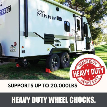SECURITYMAN Heavy Duty Wheel Chocks (4 Pack) - Durable, Non-Slip, Solid Rubber Wheel Chocks for Boat Trailers, RV, Truck, Camper - Perfect on All Surfaces and in All Weather - (2X Orange & 2X Yellow)