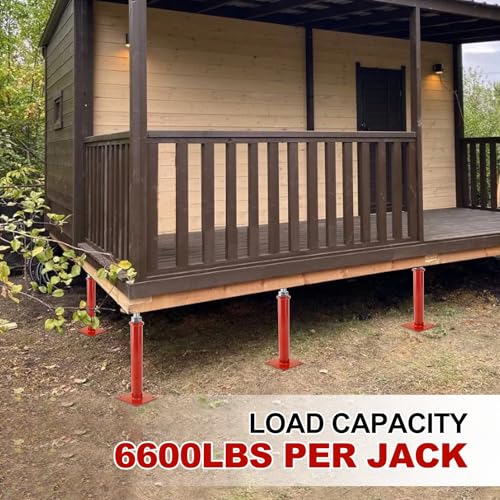 Screw Jacks Home Leveling, 16.5-20.5" House Floor Jacks 6600lbs | Adjustable Floor Joist Jacks for Crawl Space 2 Pack, Red - size: 2X