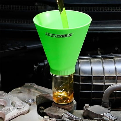 OEMTOOLS 87021 No Spill Oil Funnel for GM and BMW Vehicles, No Spill Oil Funnel Kit, Transparent Chamber, Plastic, Funnels for Automotive Use - size: GM and BMW