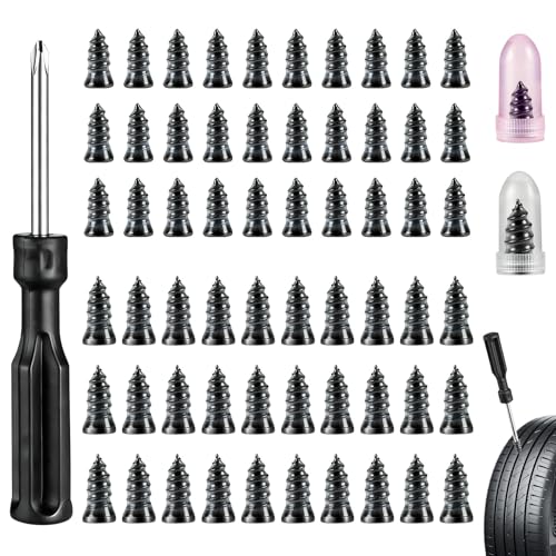 Emergency Tire Plug Kit, 60PCS Quick Tire Plugs Screw Type, Professional Flat Tire Screw Plugs for Car, Motorcycle, Truck, Tractor, SUV, ATV