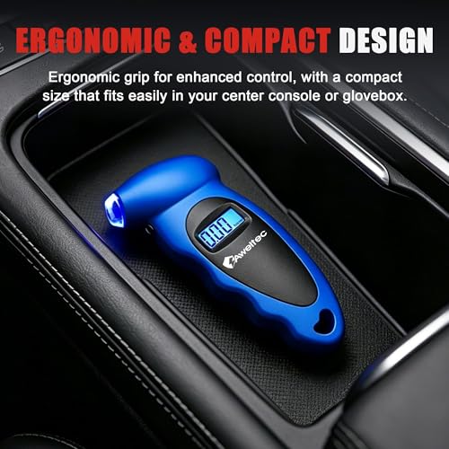 Digital Tire Pressure Gauge,Accurate Cars Air Gauge 150 PSI,Blue | 0-150PSI Calibrated,Accurate in 0.1 Increments,4 Measurement Units,Backlight LCD&Nozzle Light,for Everyday Vehicles - color: Blue(1PK), size: 1 Pack