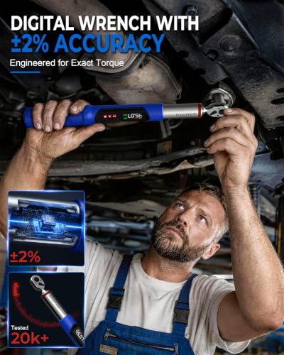 Digital Torque Wrench 3/8 & 1/2 Drive 5.02-99.57 Ft. Lb (6.8-135 N.m) / 12.54-250.7 Ft. Lb (17-340 N.m) ±2% Accuracy Digital Torque Wrench Set with Buzzer and LED Flash for Bike, Moto, Car - size: 5.02-99.57 Ft. Lb /12.54-250.7 Ft. Lb, style: 3/8 1/2-INCH