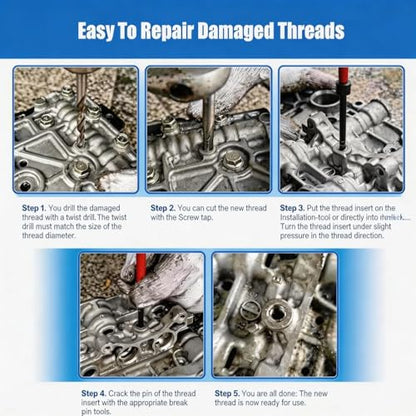 M8 X 1.25 Thread Repair Kit, Metric Helicoil Kit with HSS Drill Bit, 20PC Wire Thread Inserts - size: M8 x 1.25mm