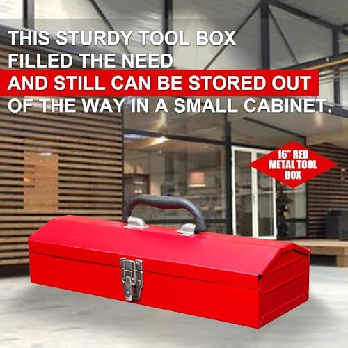 2PCS Portable Tool Box, Metal Tool Box, 4 Non-Slip Foot Pads, Ideal for Trailer, Mechanic, DIY-ers, Car Toolbox, Workshops, Garages, Repair Shops,Red - size: 2P-Red