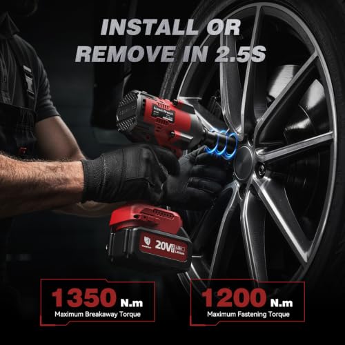 ARCCAPTAIN Cordless Impact Wrench 996Ft-lbs(1350N.m), 1/2 Inch High Torque Impact Gun, 20V 2x4.0Ah Batteries & Fast Charger, 3 Variable Speeds, LED Light, High-Rate Impact Driver for Truck/Car/Pickup