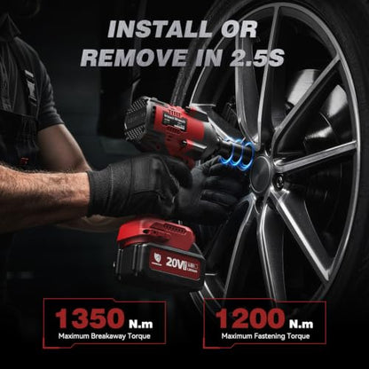 ARCCAPTAIN Cordless Impact Wrench 996Ft-lbs(1350N.m), 1/2 Inch High Torque Impact Gun, 20V 2x4.0Ah Batteries & Fast Charger, 3 Variable Speeds, LED Light, High-Rate Impact Driver for Truck/Car/Pickup