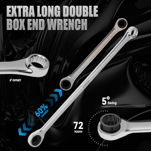 DISEN 12 + 1 PCS Extra Long Ratchet Wrench Set, Metric 8-22mm | with a Magnetic Pickup Tool, Secret Santa Gifts for Men, Stocking Fillers for Men Christmas Birthday