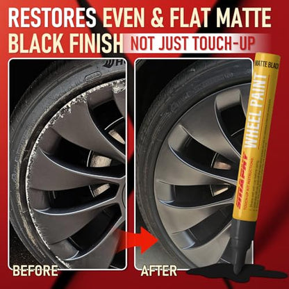 Wheel Scratch Repair Kit, Wheel Repair Kit Curb Rash, DIY Alloy Wheel Repair Kit, Car Wheel Rim Scratch Repair Kit, Rim Paint Pen for Wheel Repair, Universal Color Black Wheel Paint (Matte Black) - color: No.02 Matte Black