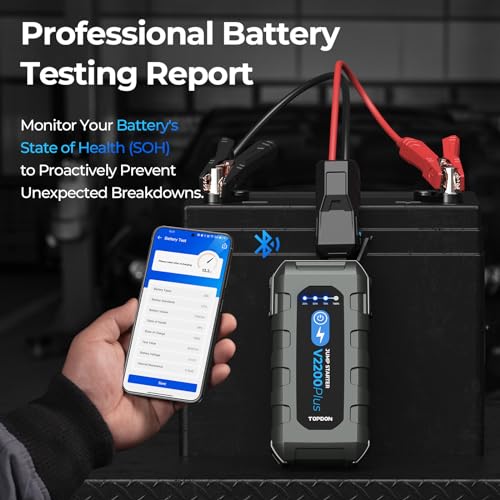 Car Battery Jump Starter and Battery Tester TOPDON 2-in-1 2200A Peak Jump Starter for Up to 8L Gas/6L Diesel Engines 12V Portable Booster and Tester - size: 2200A