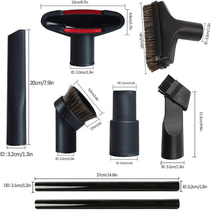 8 Pack Vacuum Attachments for Shop Vac Accessories 1 1/4" | 2 Vacuum Extension Wand, 1 1/4 inch (32 mm) & 1 3/8 inch (35 mm) Vacuum Hose Adapter, Vacuum Cleaner Accessories Brush Kit