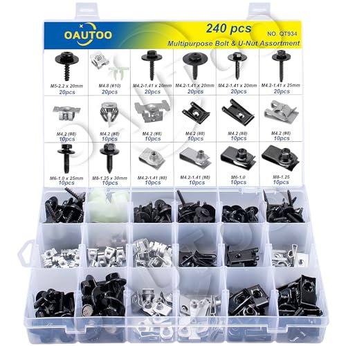 240pcs Body Multipurpose Bolt & U-Nut Kit Assortment for GM Ford Chrysler