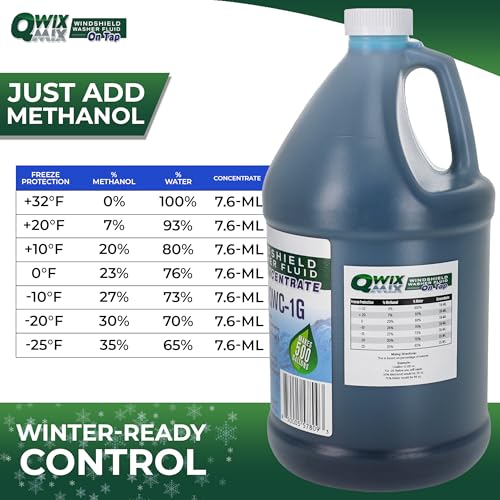 Qwix Mix 1-Gallon Windshield Washer Fluid Concentrate, Makes 500 Gallons, Biodegradable Bug, Grime & Dirt Remover Fluid, Commercial-Grade Streak-Free Glass Cleaner for Cars, Trucks & Fleets - color: Deep Blue