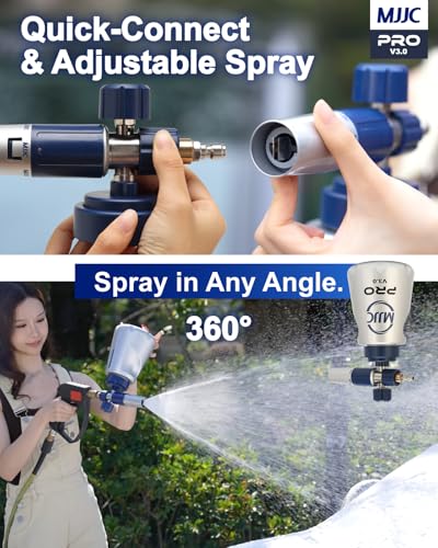 MJJC PRO V3.0 Ultimate Foam Cannon for Pressure Washers – Professional Car Wash Accessory Kit with Thick Foam, Stainless Steel, 44 fl oz Bottle (Pro V3.0 (1/4" Quick Connector) + SOAP Sample)