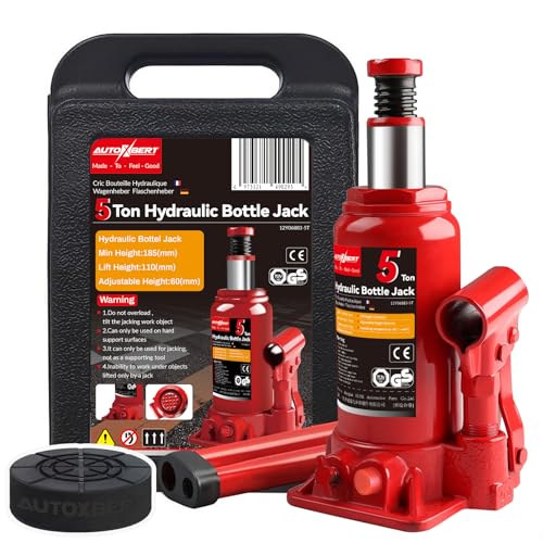 5 Ton 10,000lb Hydraulic Bottle Jack with Jack Pad for Car Pickup Truck RV Auto Repair Carrying Storage Case Box - size: 5 Ton 10,000lb