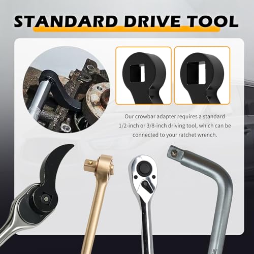 2PCS New Pry Bar Wrench Adapter,Adjustable Half Shaft CV Axle Removal Tool with 1/2" & 3/8" Square Drive Port,Bull Horn Car CV Joint Removal Tool as Crowbar Head